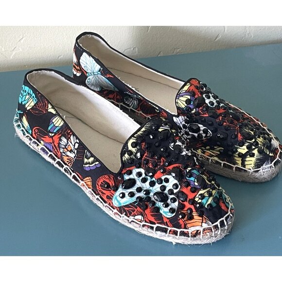 Head Over Heels by Dune Sequins Butterflies Espadrilles Women's Size 8 - Picture 1 of 9